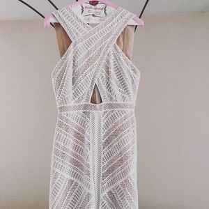 BCBGMAXAZRIA formal white laced gown